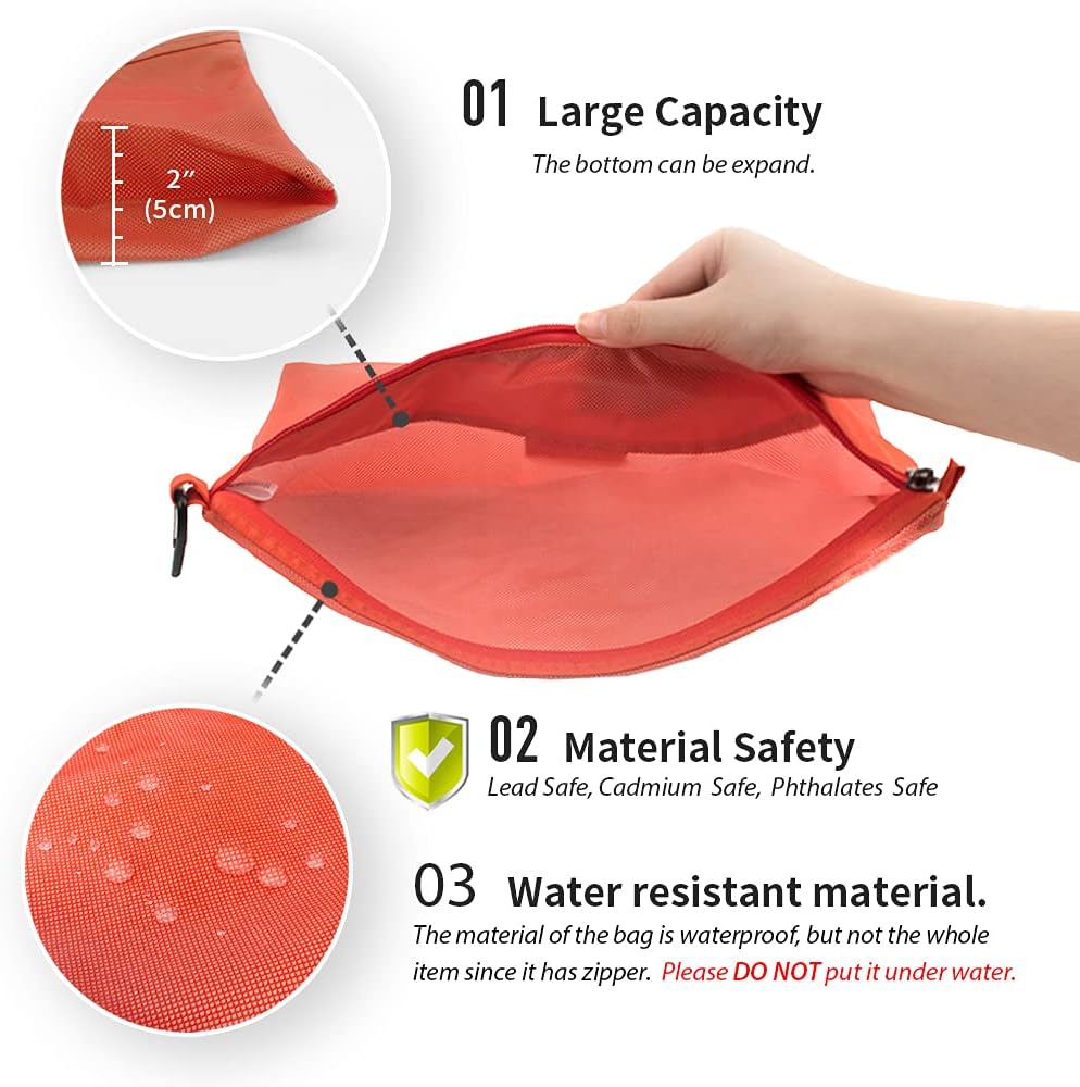 pack all Water-Resistant Zipper Pouch, Mesh Zipper Bag, 14.17"x10.23"