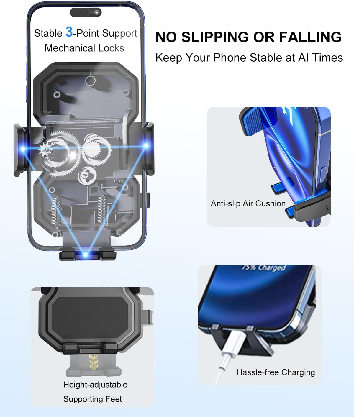 A Pillar Grab Handle Phone Mount for Car/Truck [Shockproof Metal Arm] Universal Phone Clip Phone Holders for Your Car, Truck, Pickup, SUV, Van, Excavator, Front Loader, Fit for iPhone 16 15