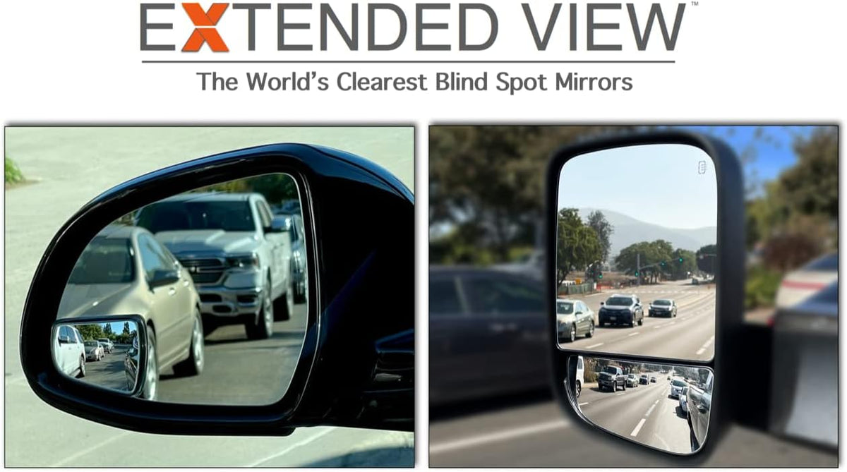 NXTGEN Extended View Blind Spot Mirrors | Universal Fit | Real Glass | Premium Clarity & Visibility - 2 Piece Set (Left & Right)