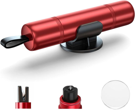 4Pcs Safety Hammer, 2 in 1 Car Window Breaker and Seatbelt Cutter, Red