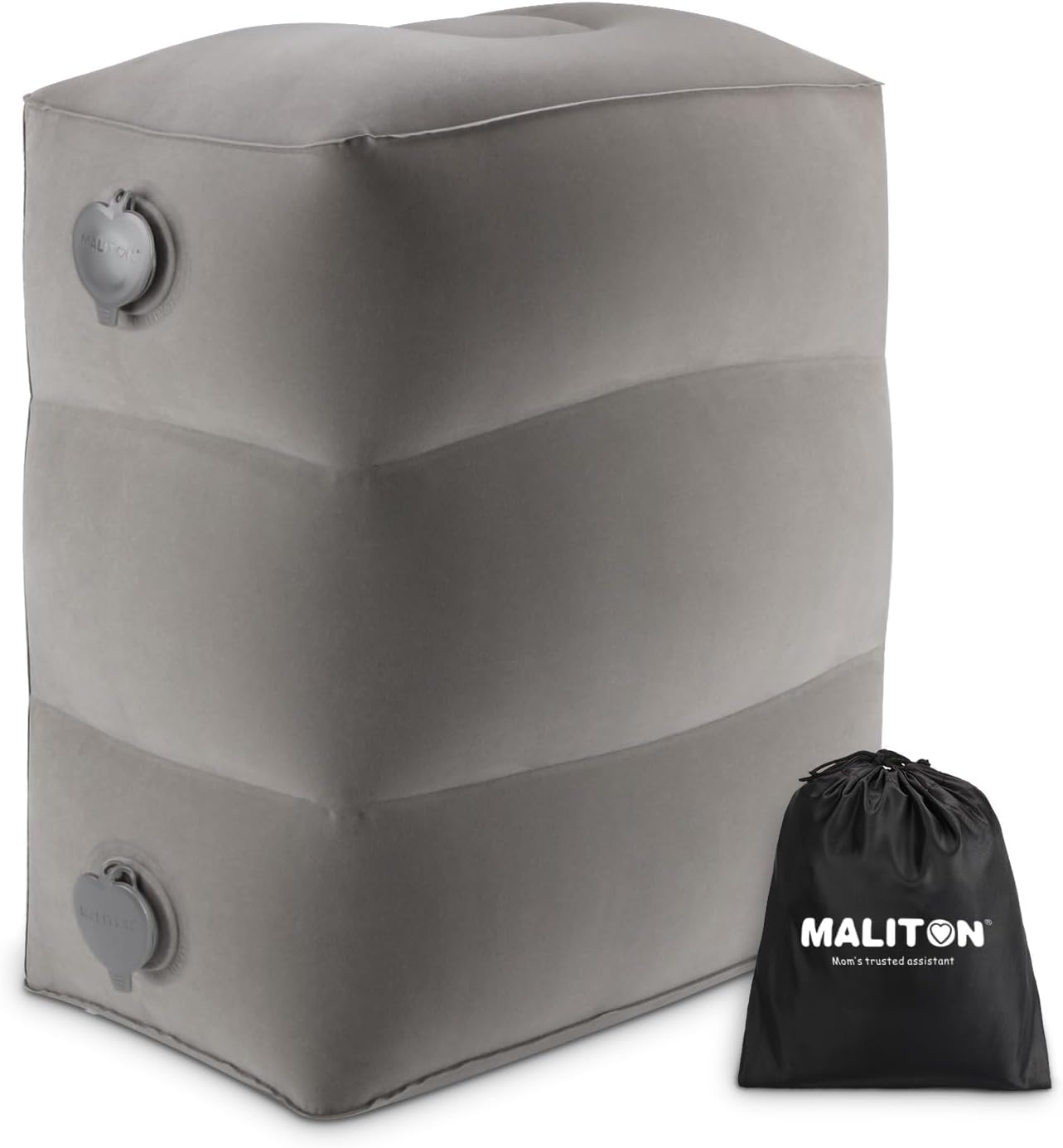 Maliton Inflatable Travel Foot Rest Pillow, Toddler Airplane Bed, Car Seat Foot Rest for Kids, Adjustable Height Leg Rest Pillow for Airplane, Home, Office(Black, 1 Pack)