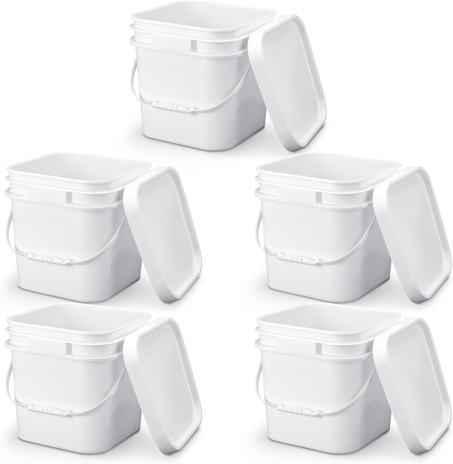 Suzile 2.2 Gallon White Food Grade Bucket with Lid Square Plastic Bucket 10L Utility Industrial Pail with Handle Container for Food Oil Tub Water Fishing Paint House Cleaning Car Washing
