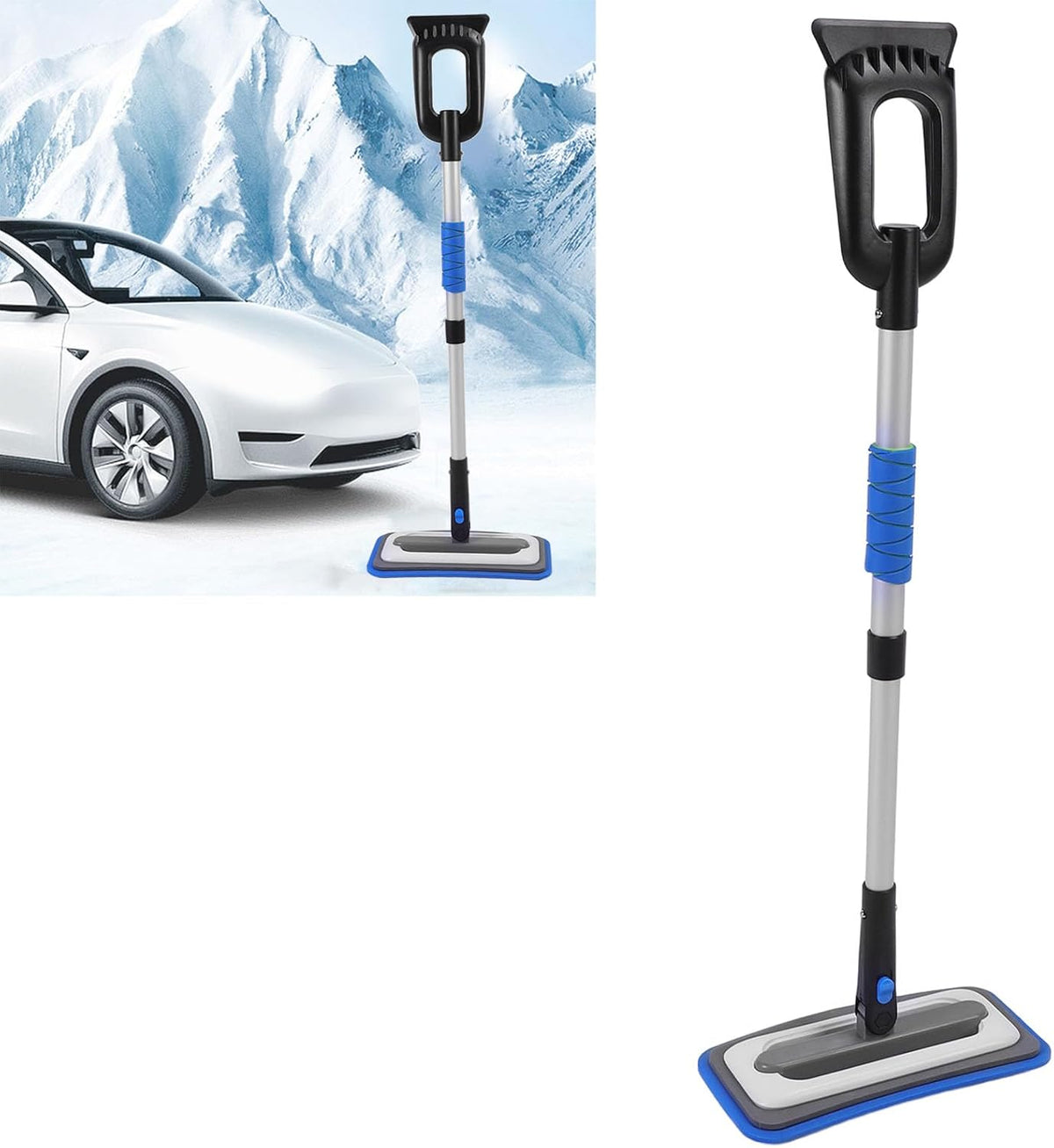 TARSHYRY Snow Brush and Detachable Ice Scraper,Car Snow Scrapers Aluminium Alloy Ergonomic Handle Efficient Snow Removal Snow Broom Ice Scraper for Car Windshield (Blue)