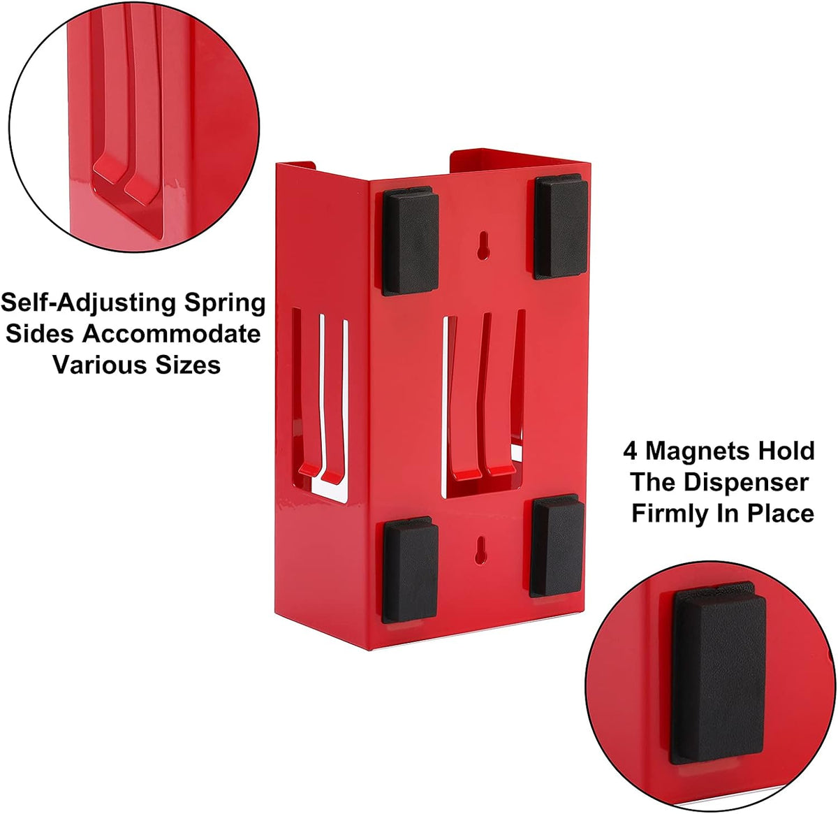 Mayouko Magnetic Dispenser Holder, Red Box Holder Wall Mount for Tissues, Disposal Gloves, Wipes, Tool Cart Accessory, 8LBS