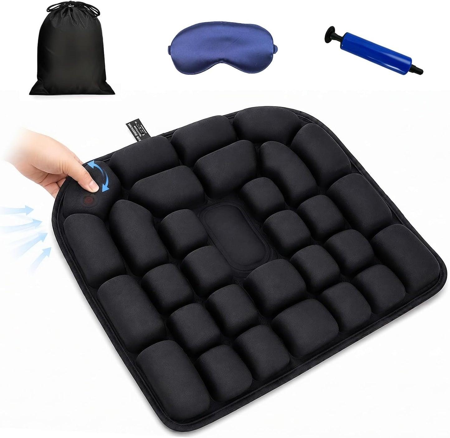 Upgrade Inflatable Airplane Seat Cushion for Long Flights - 3D Air Pressure Relief Travel Cushion - Portable Seat Cushion for Airplane, Office Chair, Car&Wheelchair - Ergonomic Comfort Support