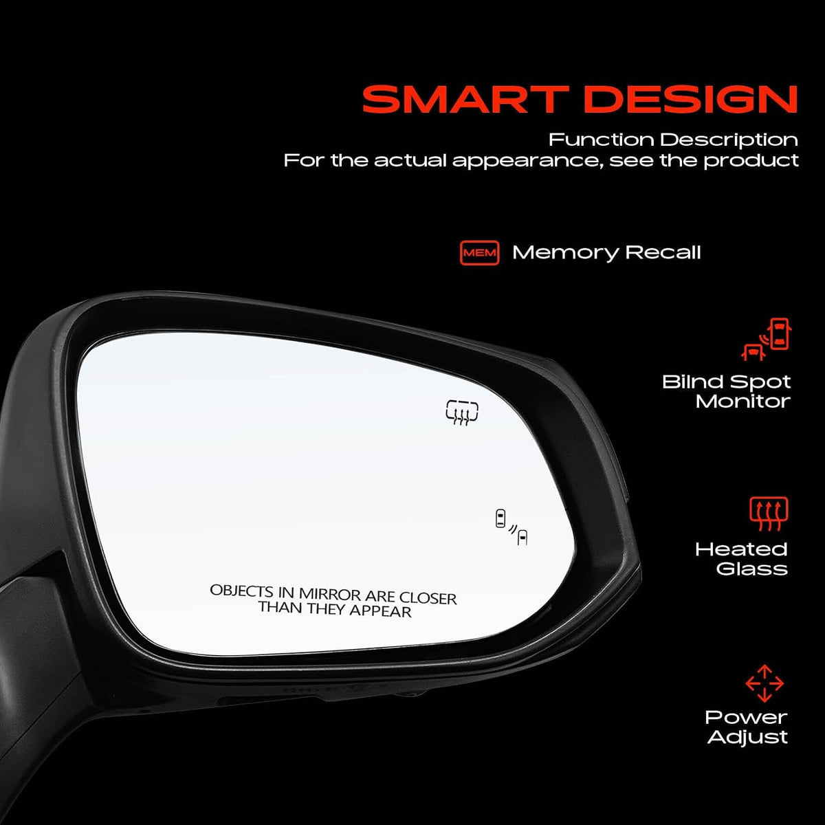 A-Premium Passenger Side Power Door Mirror Compatible with Toyota
