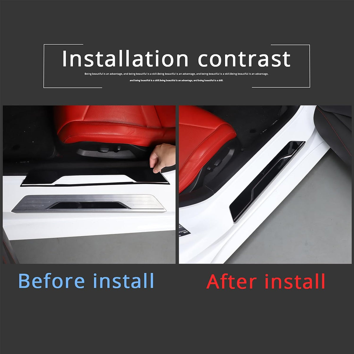 2PCS Car Door Sill Protector,Automotive Door Entry Guard Compatible with Corvette C8 Stingray Z06 Z51 2020-2024,PVC Waterproof Threshold Anti-Scratch Sticker (Style A)