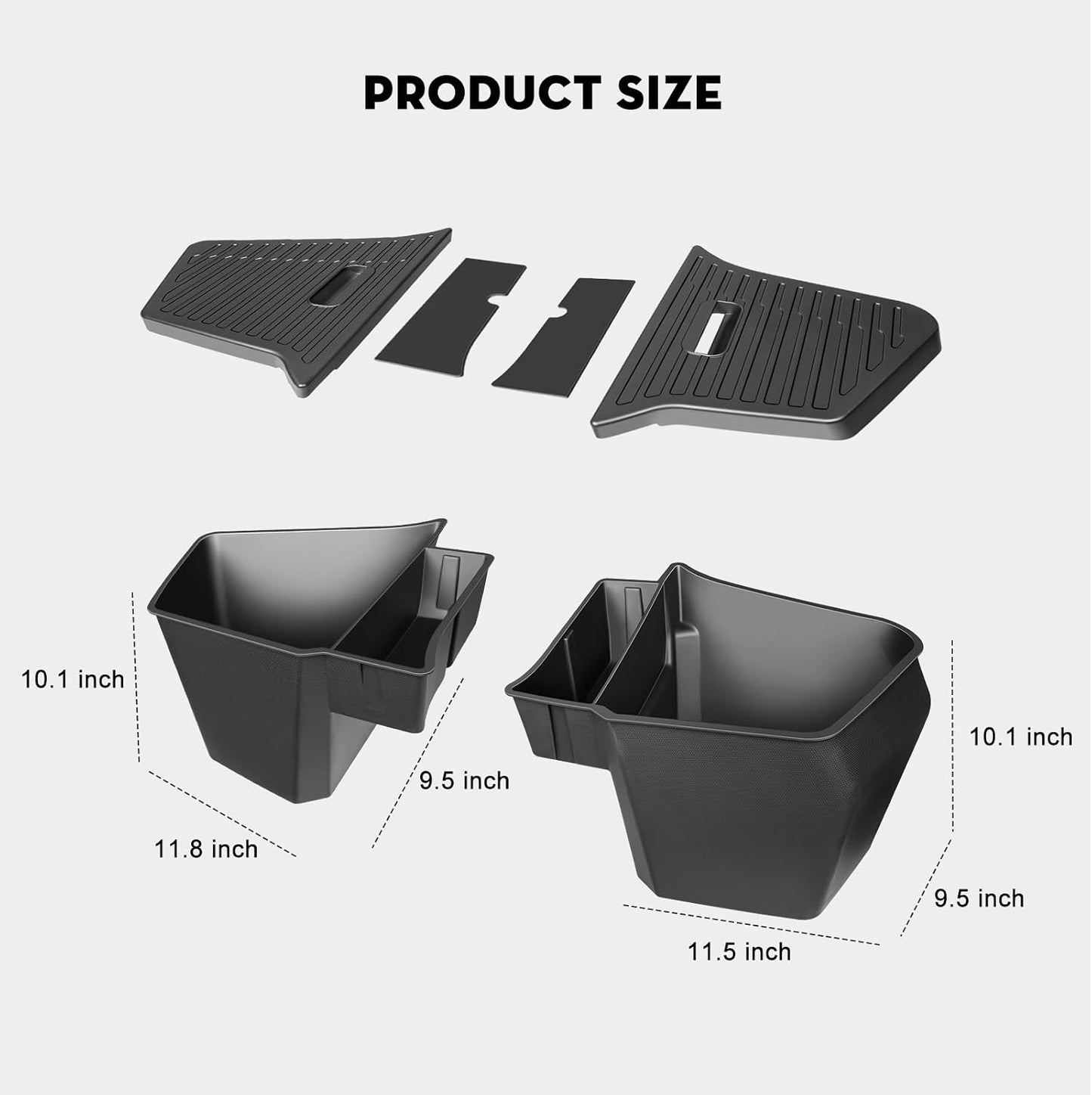 2PCS Rear Trunk Storage Bins with Lids for Tesla Model Y Juniper 5 Seater,TPE Side Cargo Organizer Boxes Rear Trunk Containers for New Tesla Model Y 2025-2026 Accessories