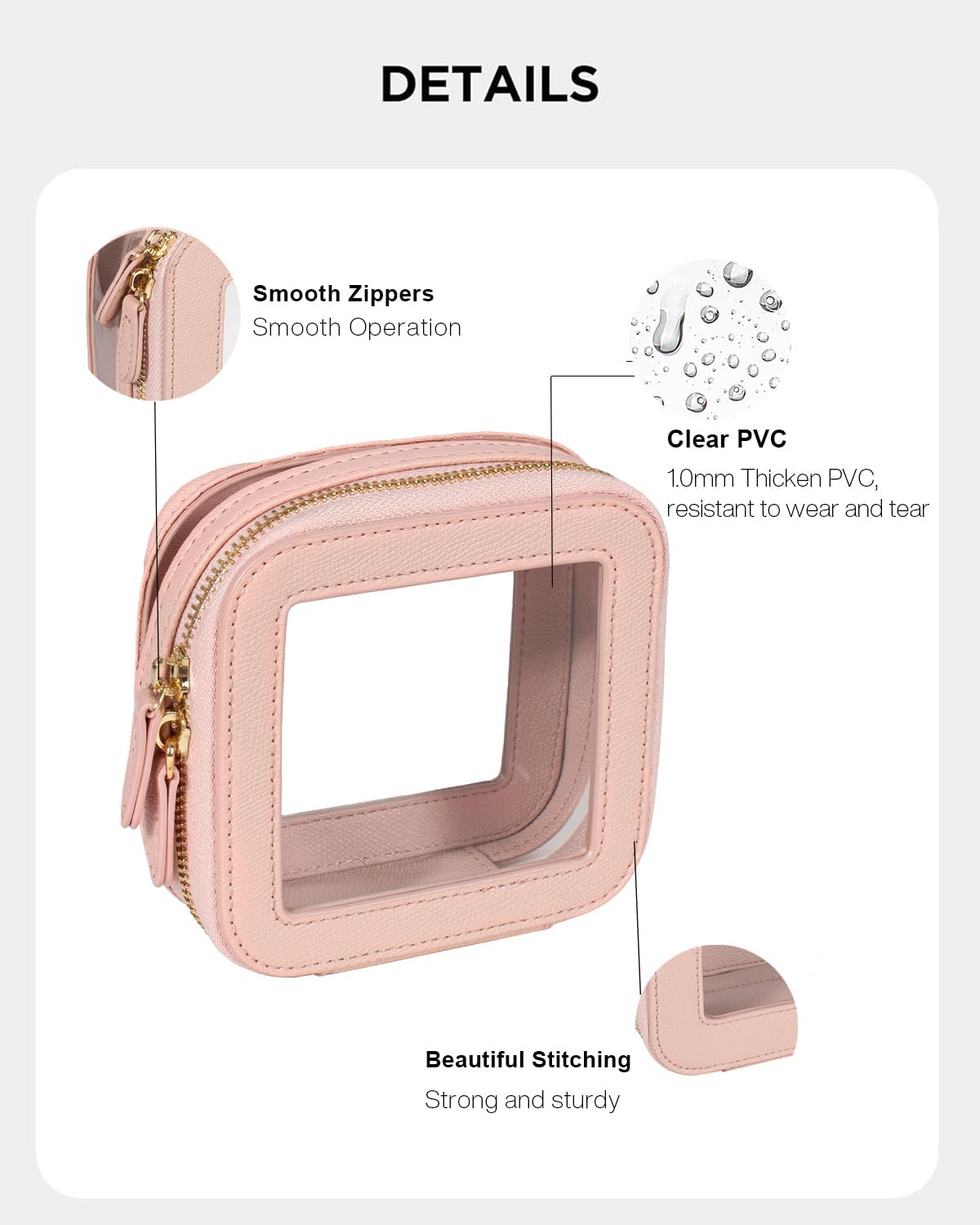 Clear Makeup Bag Small, Mini Portable Clear Makeup Bag for Purse Cute Waterproof Travel Cosmetic Case Makeup Pouch TSA Approved Toiletry Bag Women Traveling Car Organizer Car Essentials