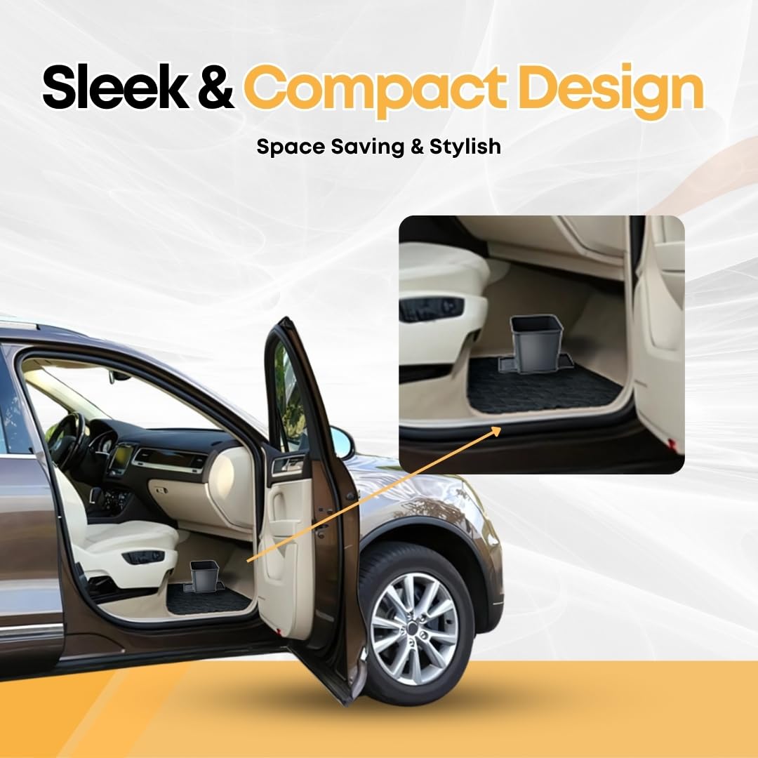 Car Trash Can for Vehicles Leakproof Compact Garbage Bin w/Stability Flap, Anti-Slip Base, Portable Trash Holder for Cars, Trucks, SUVs, Minivans (Gray, Small)