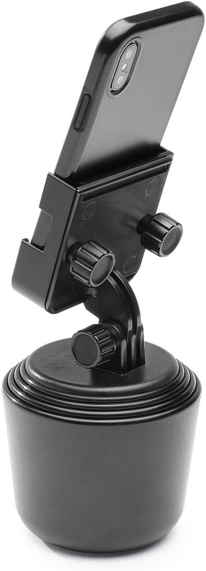 WeatherTech CupFone Two View – Adjustable, Universal Cup Holder Phone Mount Car & Truck Accessory – Best Design for iPhone & Smartphone Charging – Black Plastic Knobs