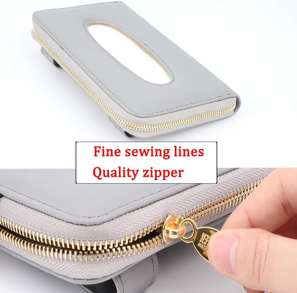 Car Visor Tissue Holder, Zipper Sun Visor Tissue Box for Car & Boat, Gray