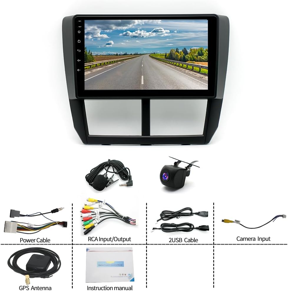 [4G+64GB] Android 13.0 Car Stereo Radio Compatible for Subaru Forester Impreza 2008 2009 2010 2011 2012, 9inch Touchscreen Car Radio with GPS Navigation Bluetooth FM/RDS WiFi SWC Backup Camera