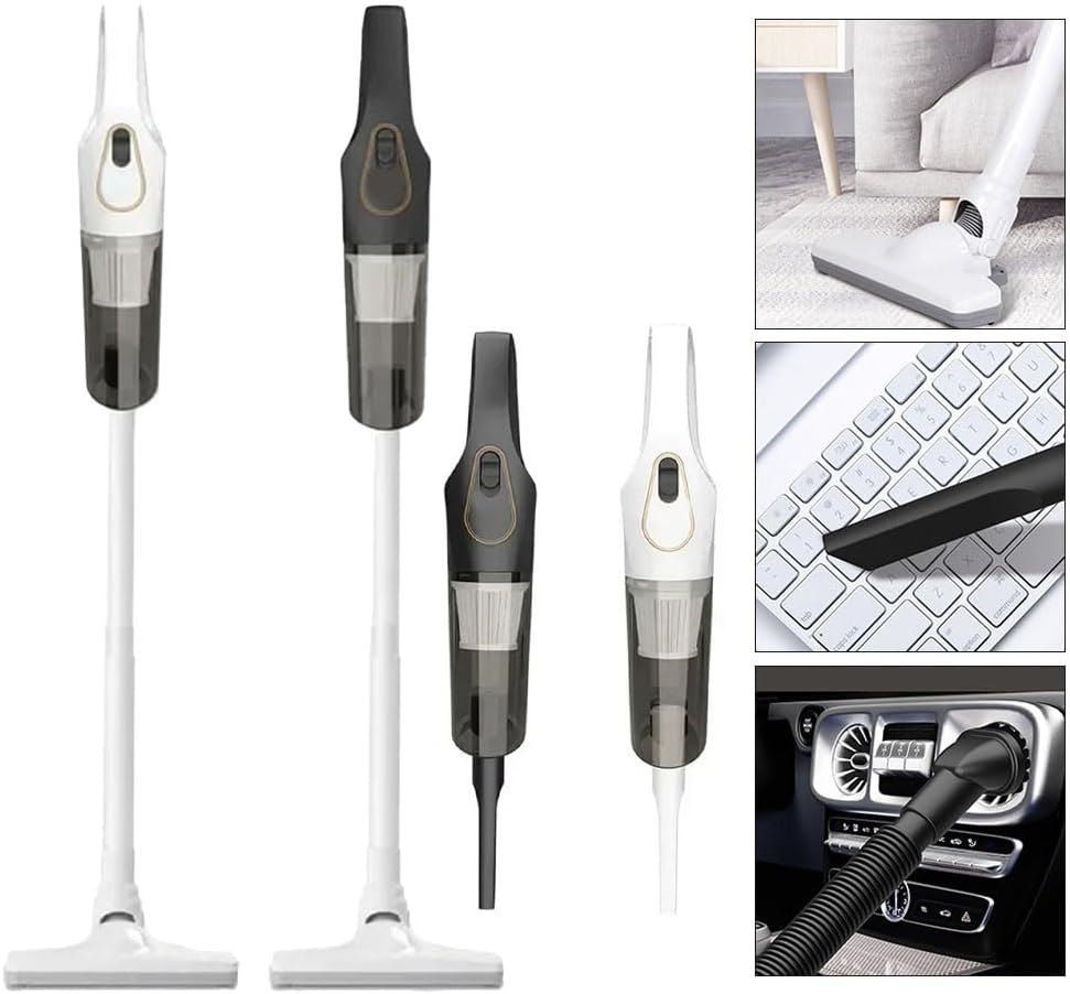 Cordless Vacuum Cleaner 2-in-1 Handheld with 100W Motor for Hard Floor Carpet Pet Hair USB Rechargeable Lightweight White(A-Black)