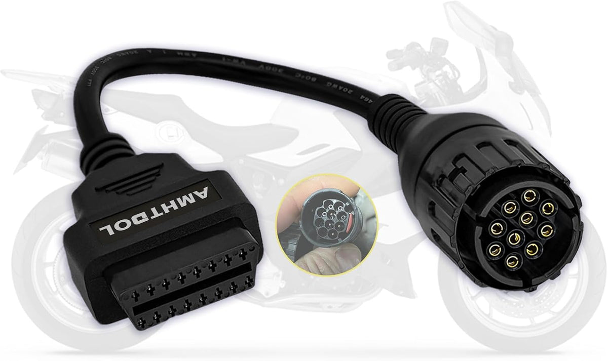 OBD2 Adapter Cable for BMW Motorcycle 10 Pin to 16 Pin Connector