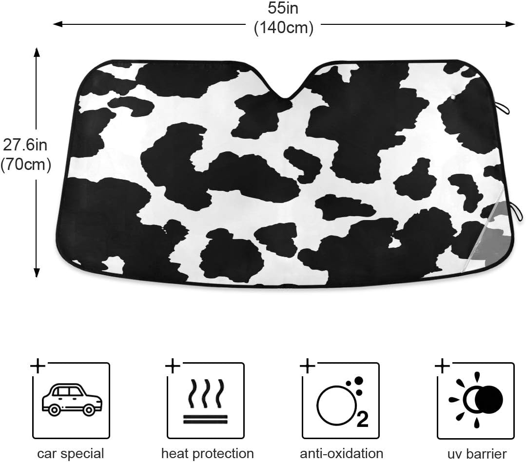 Qilmy Foldable Car Windshield Sun Shade,Funny Cow Visor Protector for Blocks UV Rays and Keep Vehicle Cool -Vehicle Cooler-SUV Truck