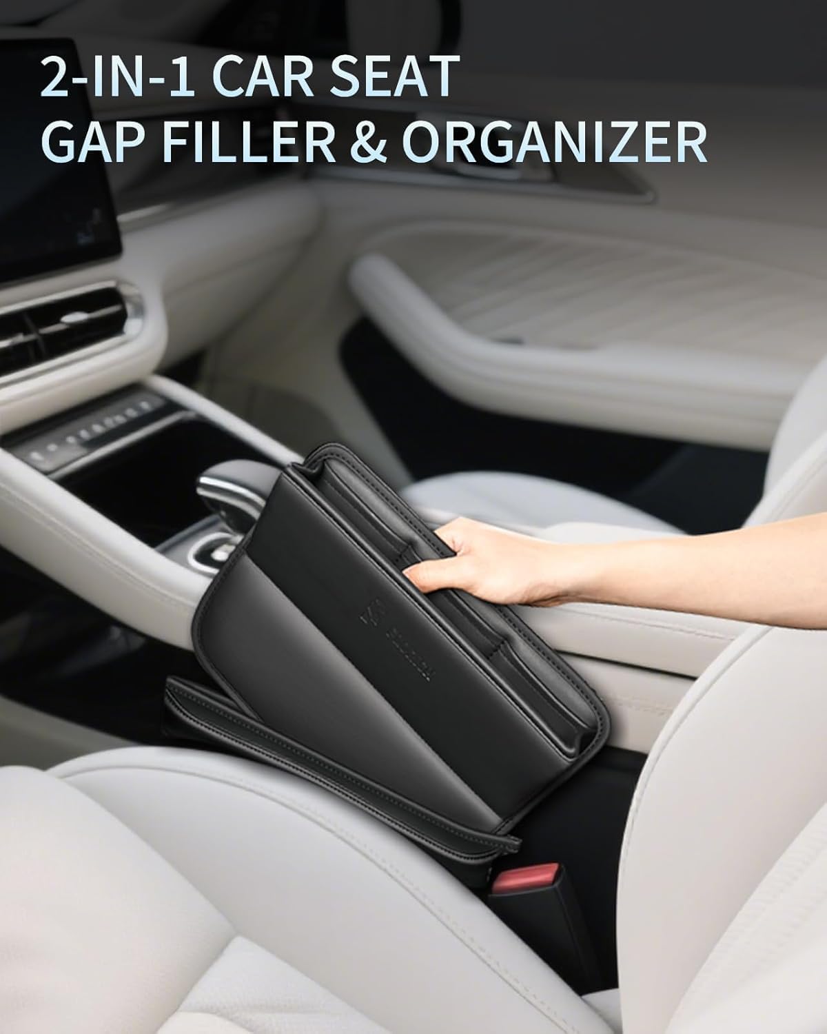 FLORICH Car Seat Gap Filler, Pro-Seats Gap Filler Organizer and Storages 2-in-1, Premium Leather Center Console Organizer, Car Organizer Front Seat Universal Fit for Car SUV Truck
