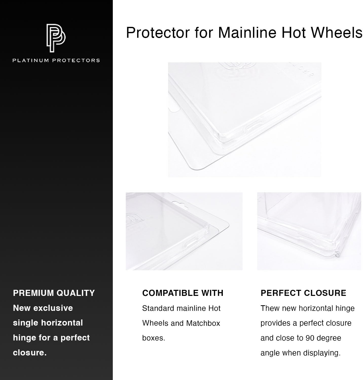 Platinum Protectors Protector Case for Hot Wheels Mainline and Matchbox Cars Clear Plastic Clamshell Blister Display (10 pack)