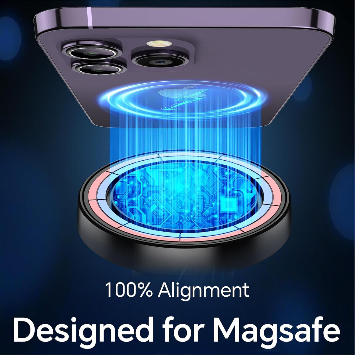 Coolpow for Magsafe Wireless Car Charger Magnetic Wireless Charging Phone Holder with 1”(25mm)Ball Mount【Super Magnet】Ball Mount for MagSafe Charger Compatible with RAM Mounts Double Socket Arm (25mm)