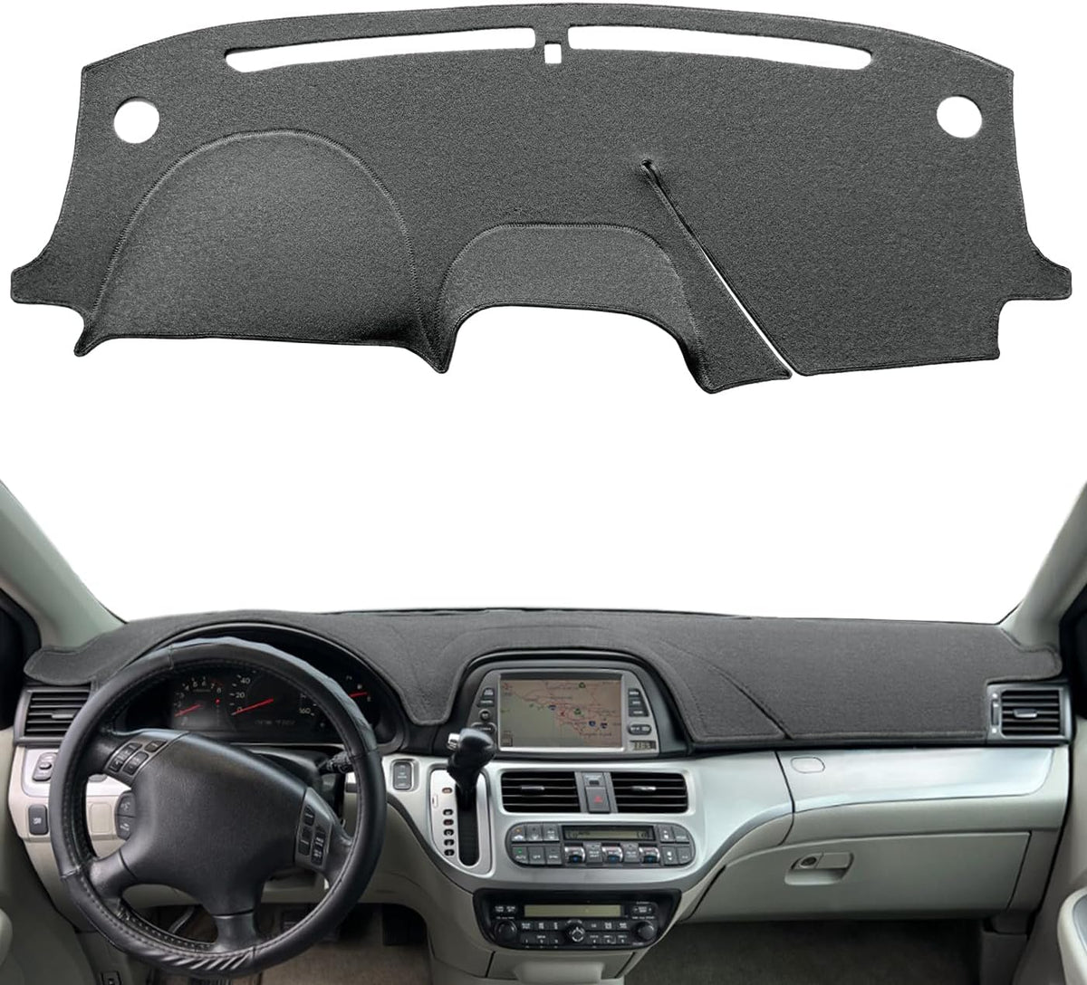 Dash Cover Mat Custom Fit for Honda Odyssey with Cutout for Speakers Airbag and Light Sensor,Dashboard Pad Cap Carpet Protector K224 (Black)