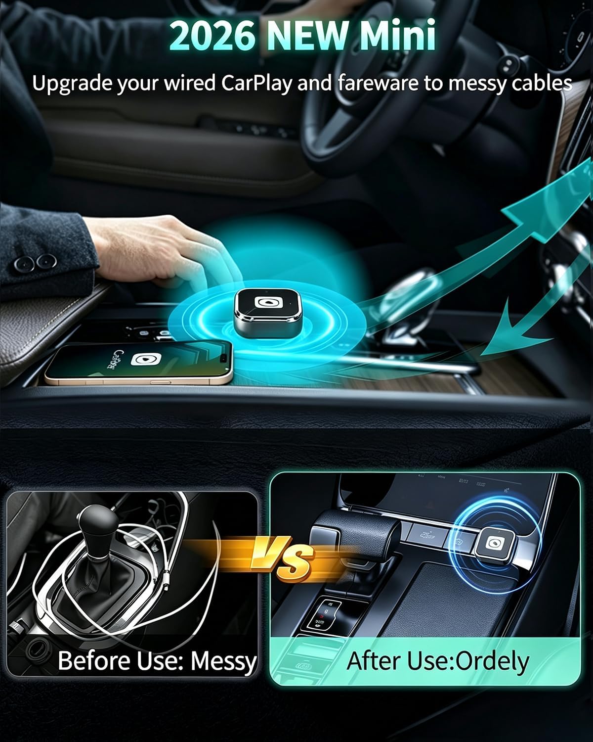 Wireless CarPlay Adapter for Apple iPhone & Android Auto Dongle
