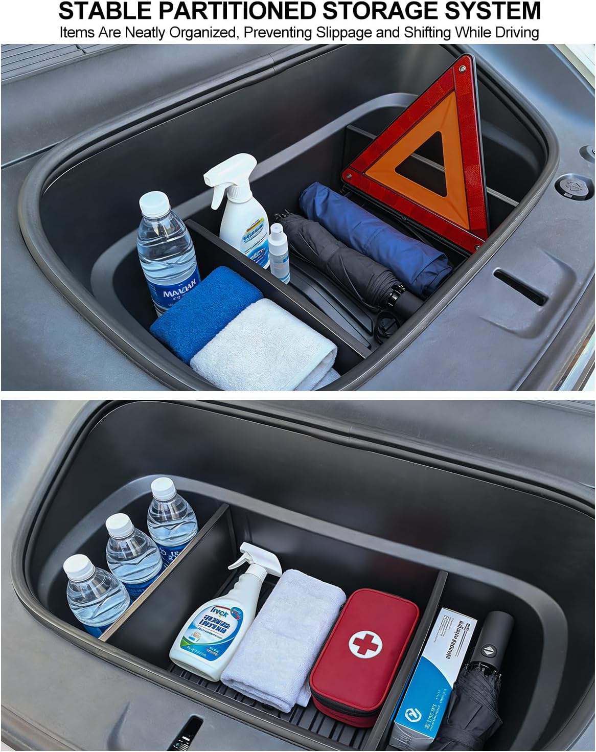 for Tesla Front Trunk Partition Model Y Juniper Accessories 2025 2026 Front Trunk Organizer Dividers Frunk Partition TPE Model Y Supermarket Daily Travel Goods Storage Separation 2PCS