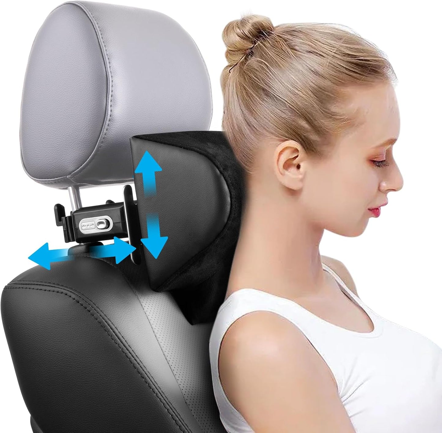 Spurtar Car Neck Pillow Height Adjustable Memory Foam Travel Pillow Headrest for Adults Neck Comfort Pain Relief While Driving Travel - Only Fit for Poles Distance 1.1" - 3.9" - Not for Children