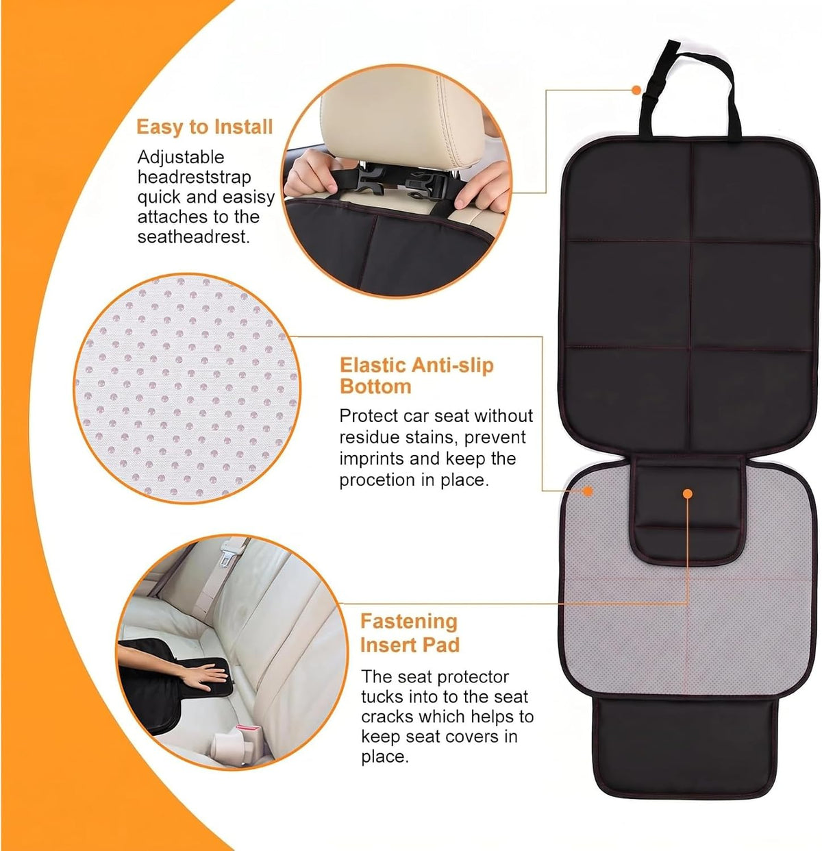 SMART ELF Car Seat Protector, Thickest Padding and Non-Slip Backing 1Pack