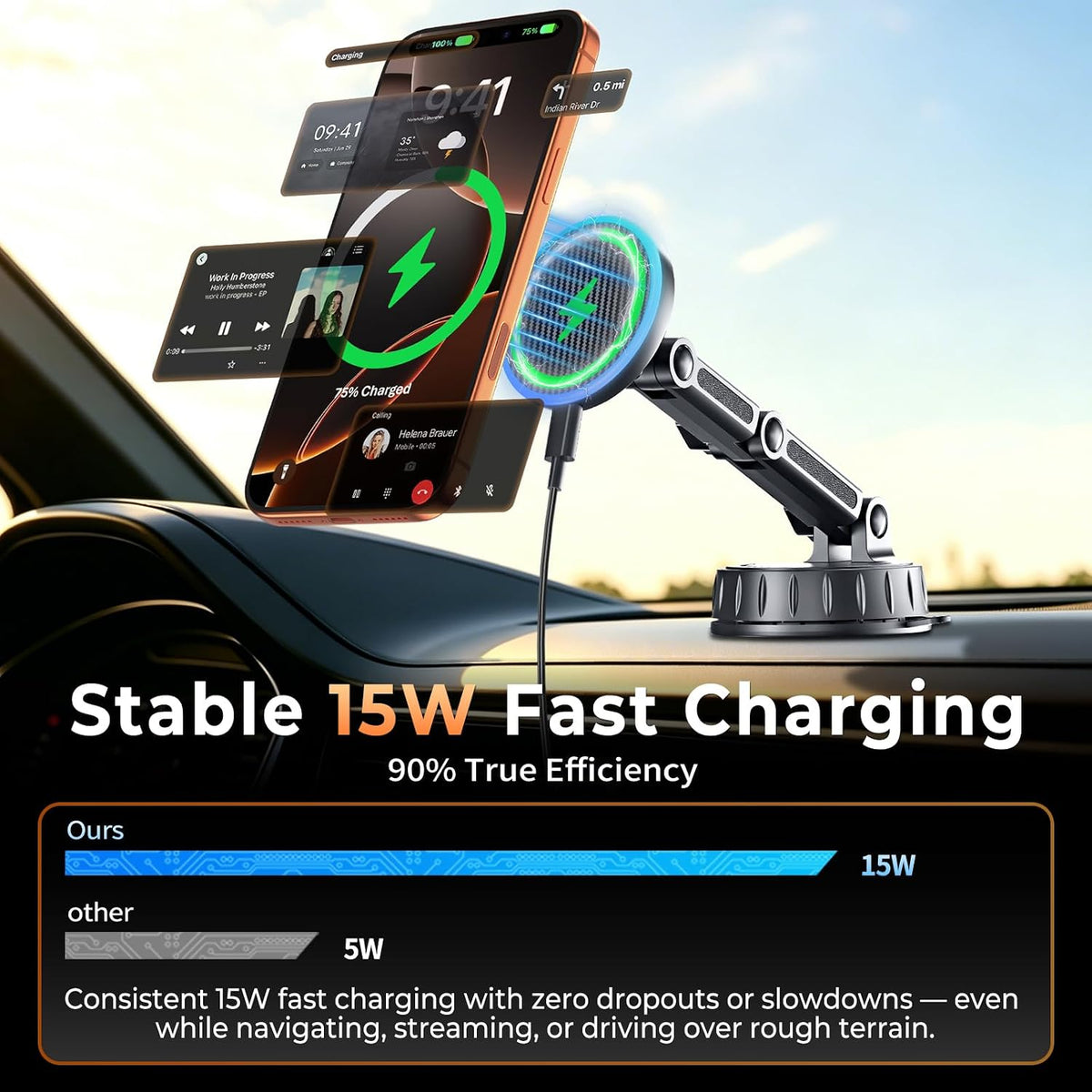 for MagSafe Car Mount Charger, Strong Magnetic Phone Holder for Your Car