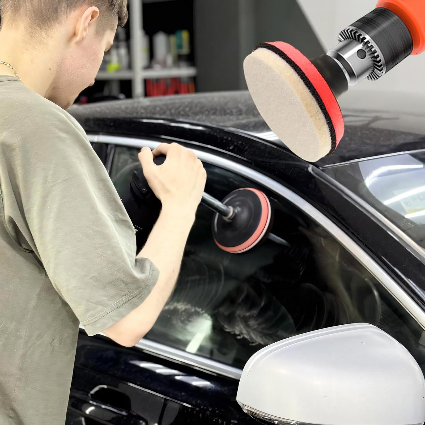 Glass Polishing Kit, Car Windshield Scratch Remover Polish Pads Kit with 100g Cerium Oxide Powder, Universal Wool Polishing Wheel Set for Auto Glass Window Windscreen