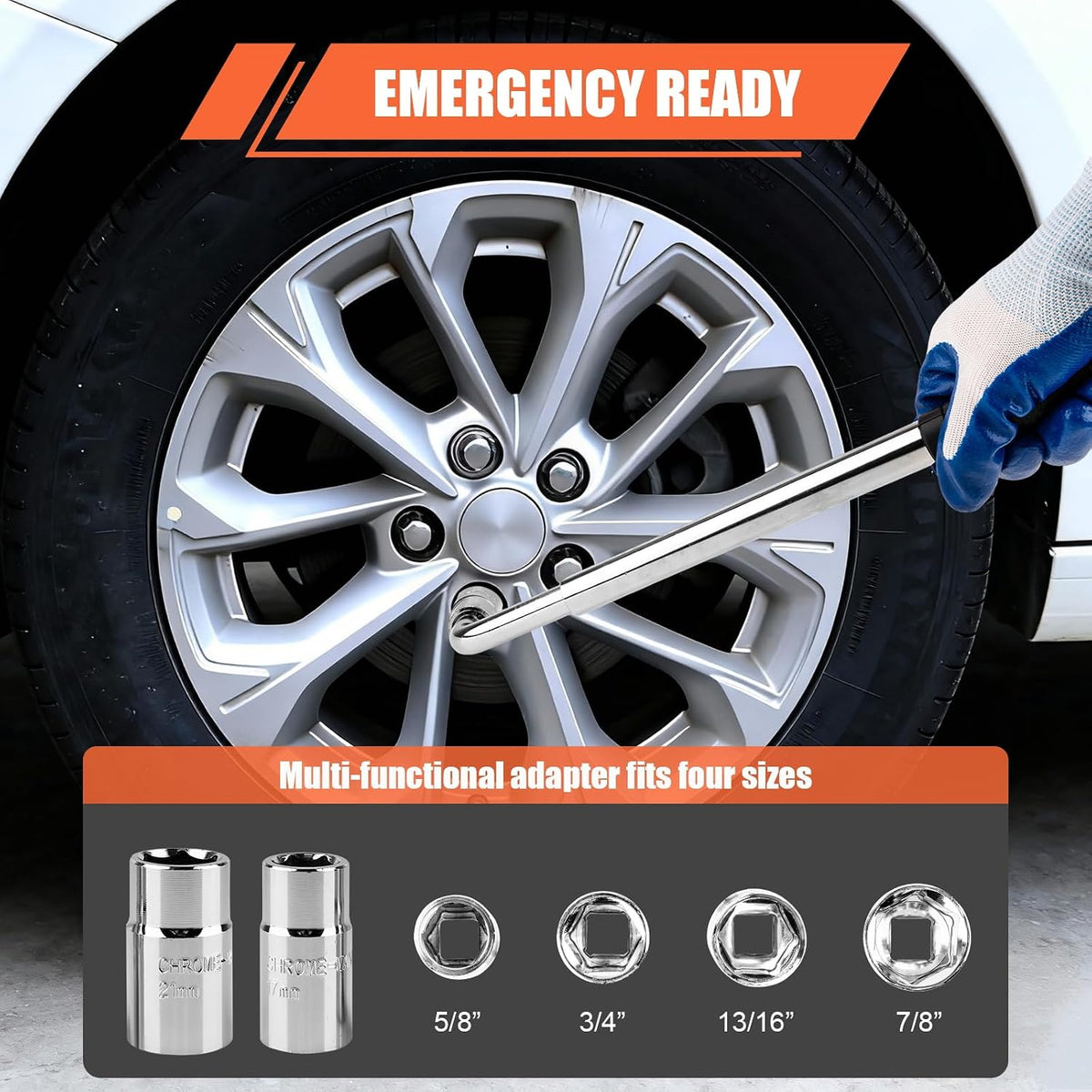 3 Ton (6610 Lbs) Car Jack, Universal Heavy Duty Scissor Jack, Professional Spare Tire Changing Kit with Lug Wrench, Portable Car Emergency Lift Jack Kit for Car, SUV, Sedan, Crossover