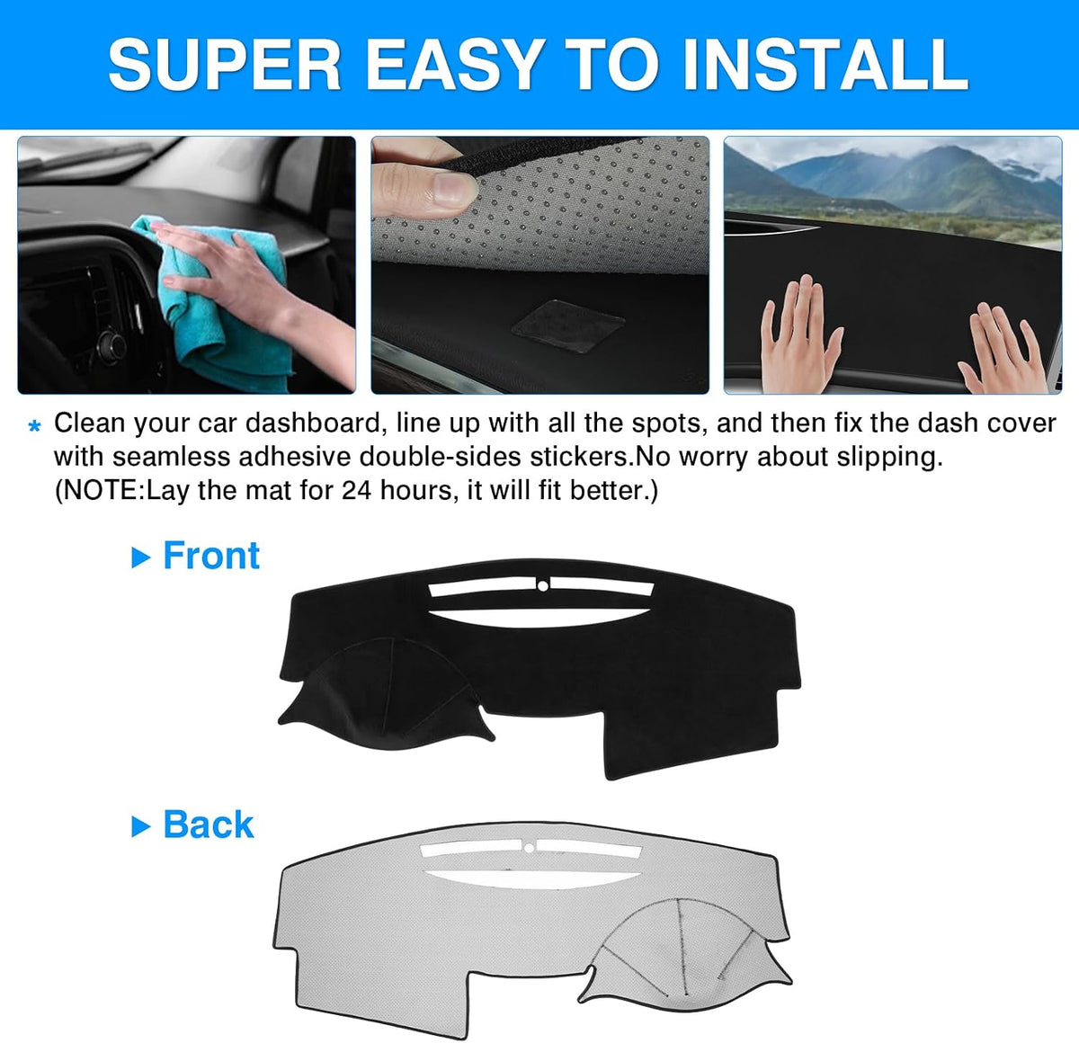 Autorder Dashboard Cover Mat for 2007-2011 Toyota Camry Accessories Dash Cover Upgrade Velvet Dash Mat Sunshade Glare UV Rays Protector
