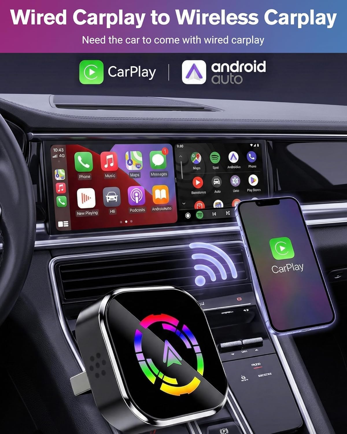 Ablink 2026 Upgarded Wireless CarPlay Adapter for iPhone & Android