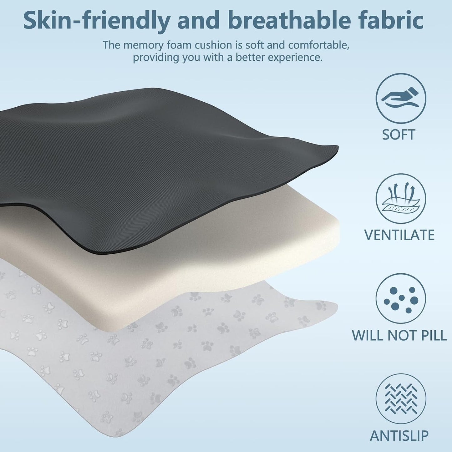 NS YOLO Ergonomic Car Seat Cushion with Comfort Memory Foam Neck Pillow, Car Pillow,Lumbar Support and Big Size Soft Seat Cushion for Driving Seat,Office Chair and Wheel Chair (Black and Grey-3 pcs)