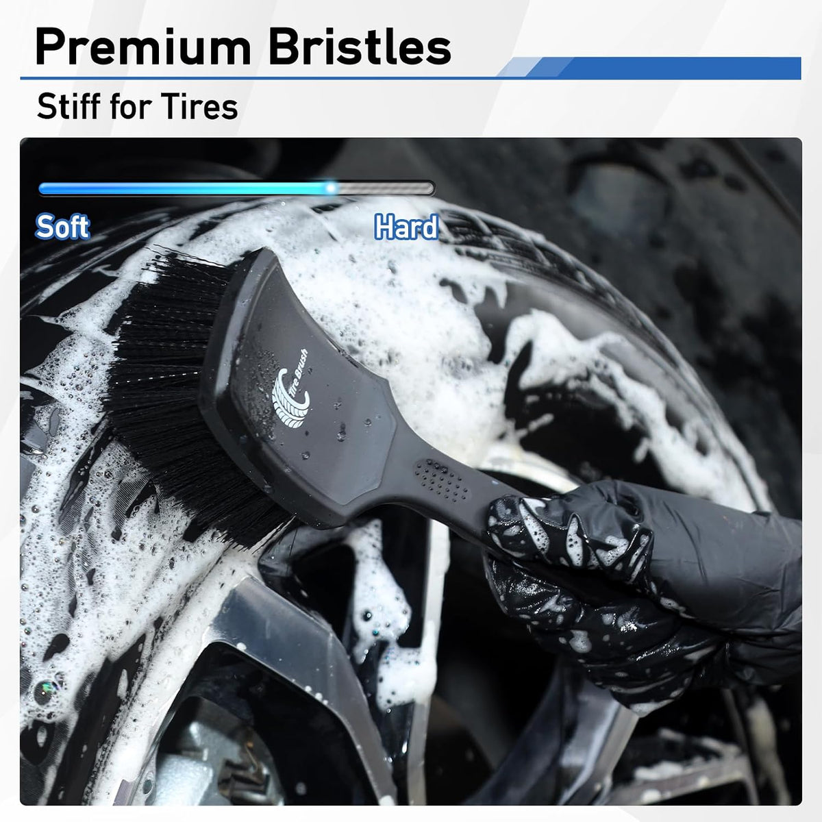 MVEQRRN 2-Pack Car Wheel & Tire Brush Set, Soft & Stiff Bristles (Black)