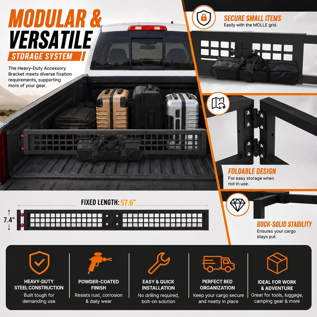 Truck Bed Divider Compatible with 2020-2026 Jeep Gladiator JT,Truck Bed Organizer Cargo Manager Replacement for 2020-2026 Jeep Gladiator Accessories