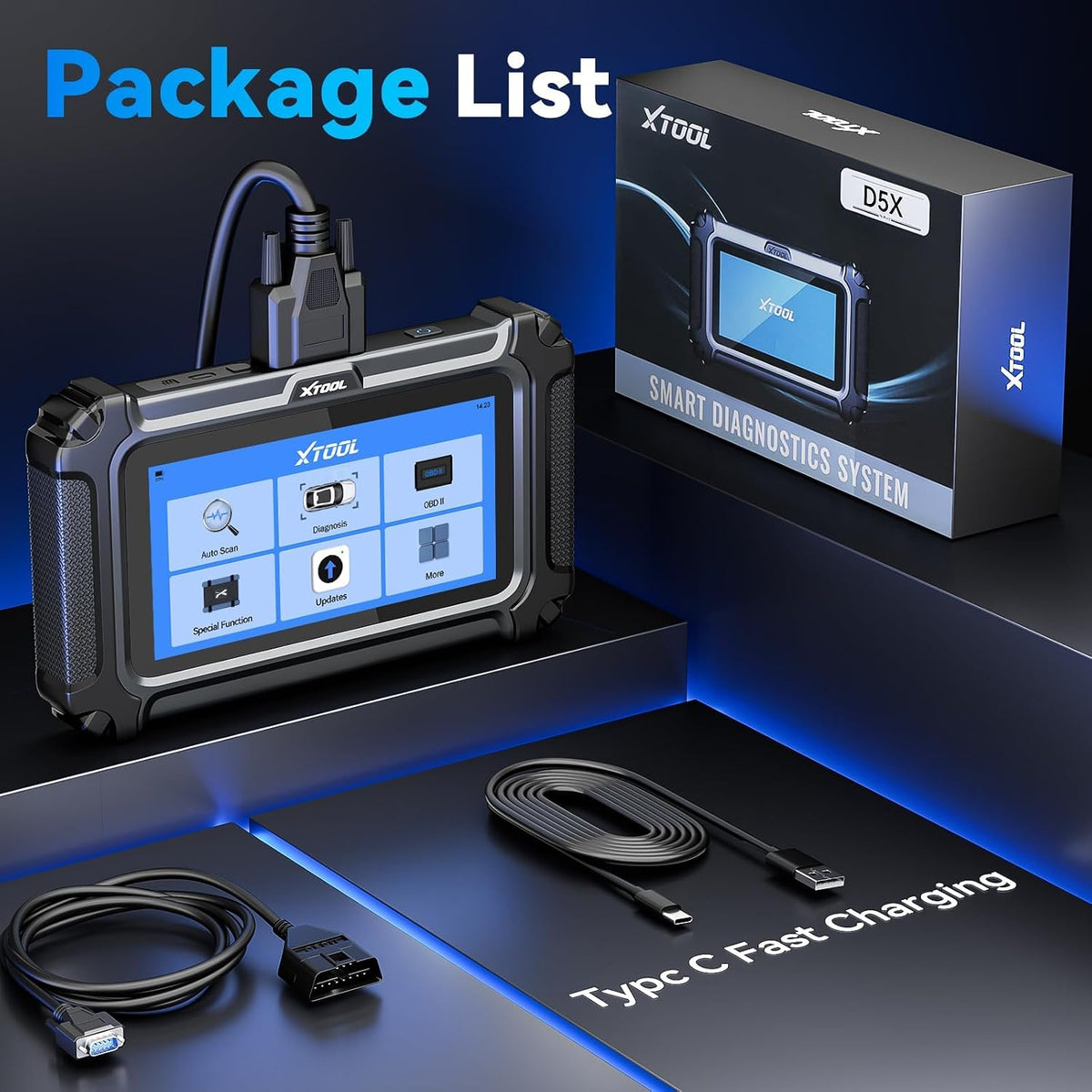 XTOOL D5X Bidirectional OBD2 Scanner -16 Resets, Engine ABS SRS Scan Tool