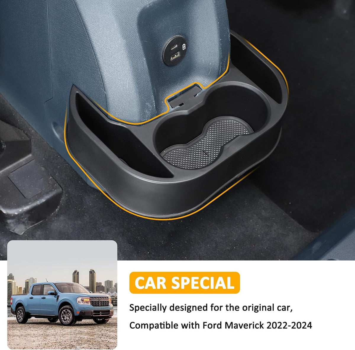 Rear Cup Holder Expander Organizer Compatible with Ford Maverick 2022-2026