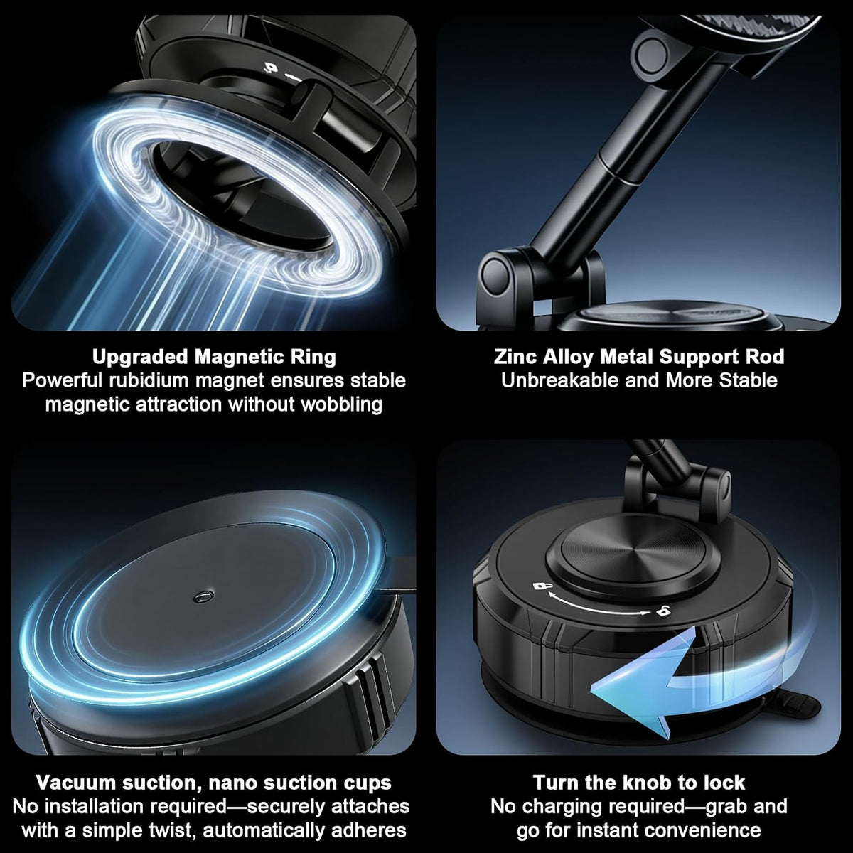 Car Mount, Vacuum Suction Phone Holder for Car, Car Phone Holder Mount, 360° Adjustable Phone Holder Wall Mount, Car Accessories for iPhone 17/16/15/14 Pro Max Cell Phone