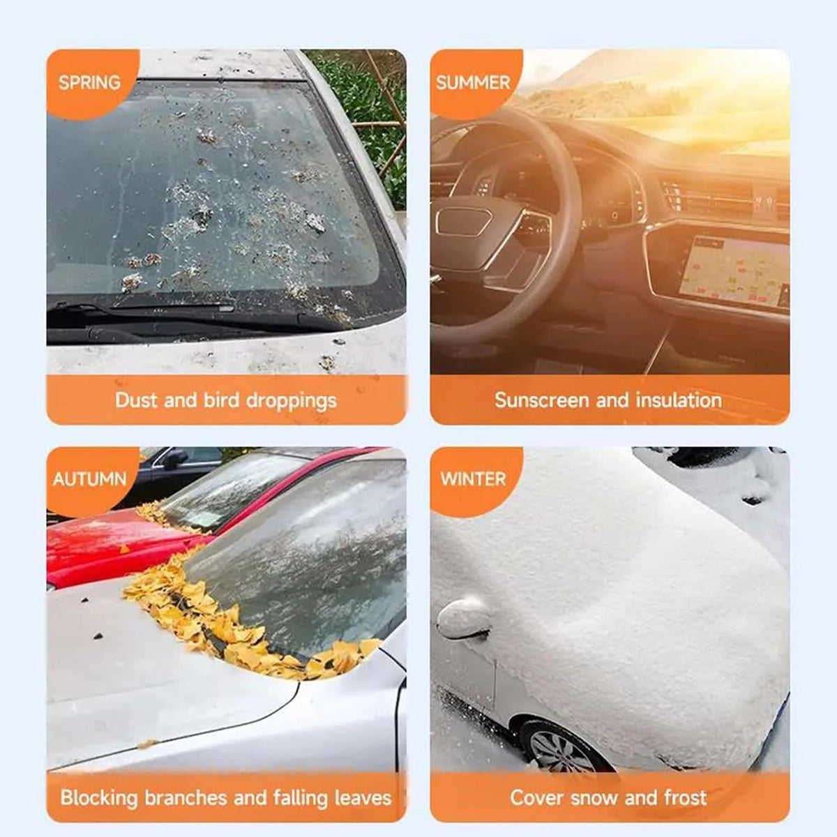 Car Windshield Snow Cover Auto Windshield Protector for Ice and Snow Car Front Snow Ice Protector Cover Winter Windshield Sunshade for Car Outdoor Anti Frost Anti Sun Covers Protection 148x126CM