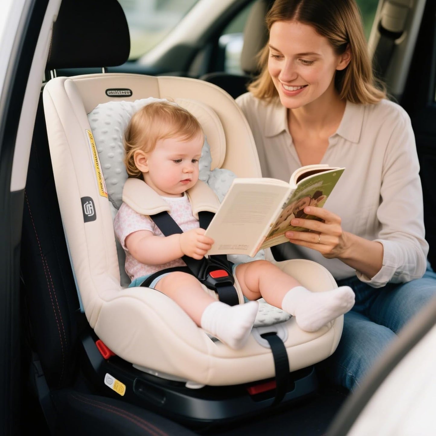 KAKIBLIN Infant Car Seat Insert, Carseat Head Insert & Body Support for Newborn, 2-in-1 Reversible Newborn Car Seat Cushion, Soft Stroller Insert for Car Seats, Bouncer, Strollers, Swing