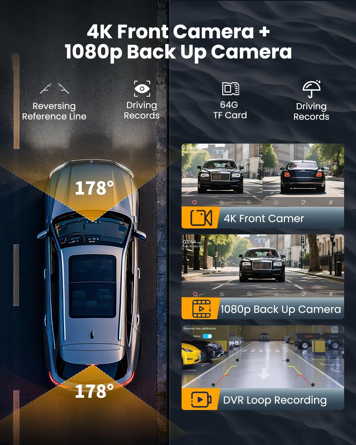 11.5" Largest Wireless Carplay Screen for Car, Portable A pple Carplay & Android Auto Touch Screen, 4K Dash Cam/App Control/1080p Backup Camera/Mirror Link/Voice Control/GPS/Bluetooth,for All Vehicles