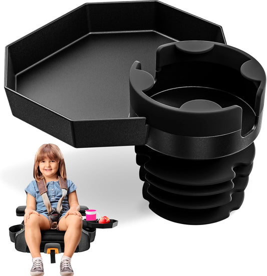 Kids Travel Tray – Large Base - Car Seat and Car Cup Holder Tray - Tray for Snacks, Entertainment, Toys – Includes Cup Holder – Fits Most Car Seats