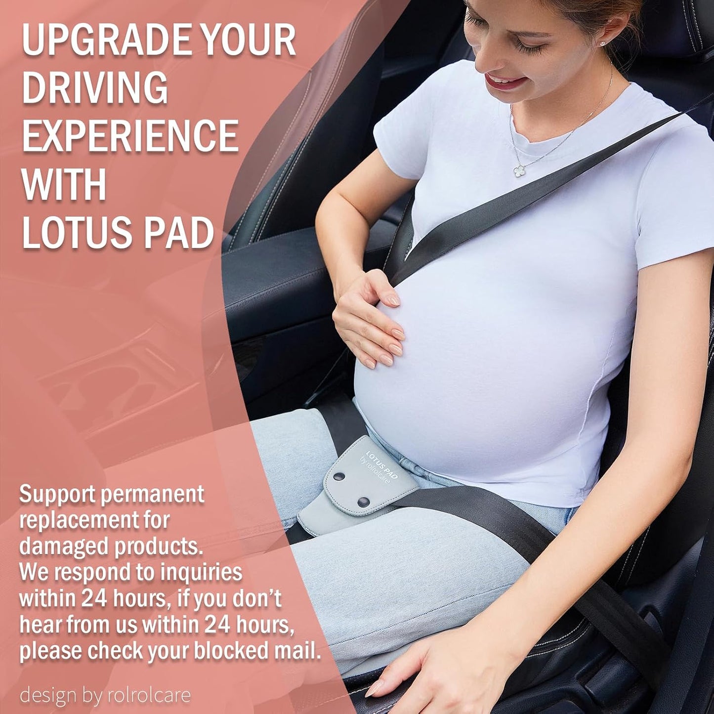 Car Seat Cushion for Pregnancy, Integrated Abdominal Pad, Elastic Breathable Fabric Reduce Belly Compression, Enhance Driving and Traveling Comfort