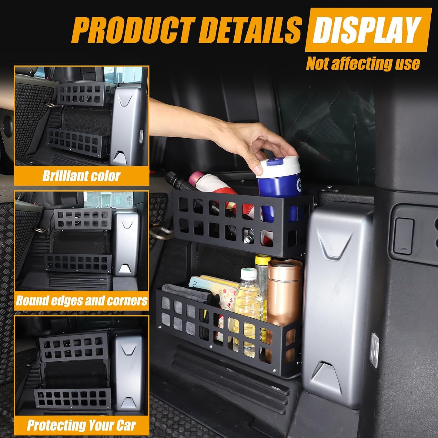 Trunk Right Organizer Compatible with Land Rover Defender 110 2020-2025 Aluminum Alloy Cargo Rack Modular Storage Box Shelf Trunk Right Side Organizer Storage Box Basket Accessories