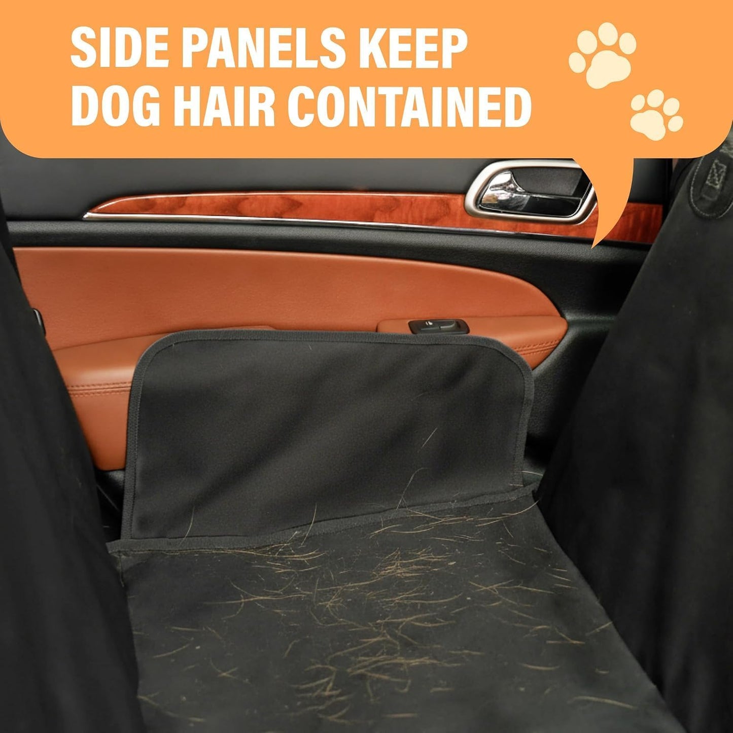 Active Pets Waterproof Hammock Standard Car Seat Cover, Fits Sedans Hatchbacks Crossovers Coupes Compact Vehicles, Secure Convertible Travel Bed Protects Backseat Cargo from Dogs, Black w/Black Trim