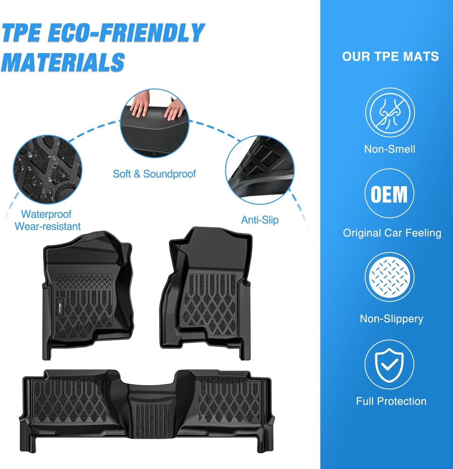 Nilight TPE Floor Mats for Chevy Silverado GMC Sierra Crew Cab 1500 2500 2500HD 3500HD 1999-2006, 2007 Silverado GMC Sierra Classic Body,2000-2006 Suburban Yukon XL Escalade ESV