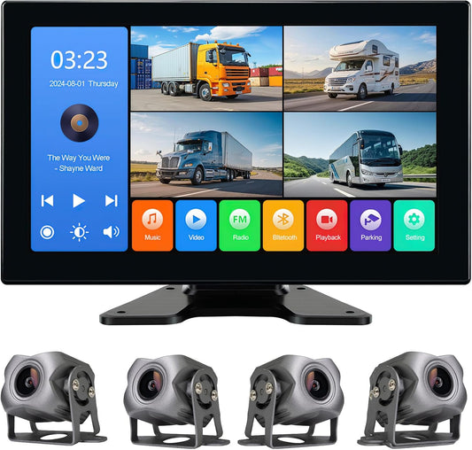 4 Channel 1080p Backup Camera System Dash Cam for RV/Truck/Trailer/Bus/Cars