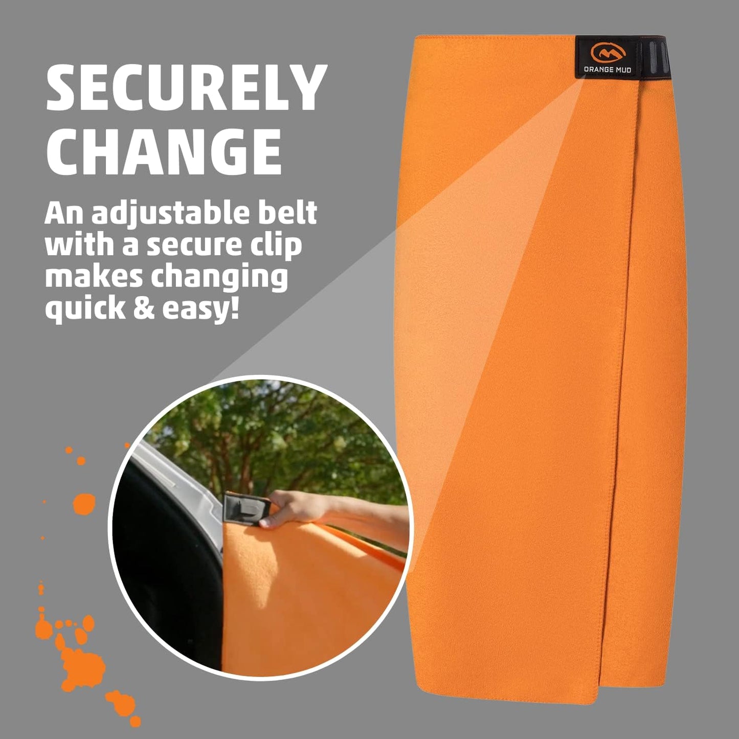 Orange Mud Transition Wrap Extreme – Orange Waterproof Car Seat Cover & Changing Towel – Secure Wrap for Athletes, Runners, Cyclists, Triathletes – Sweat-Proof, Quick-Dry, No-Slip Fit
