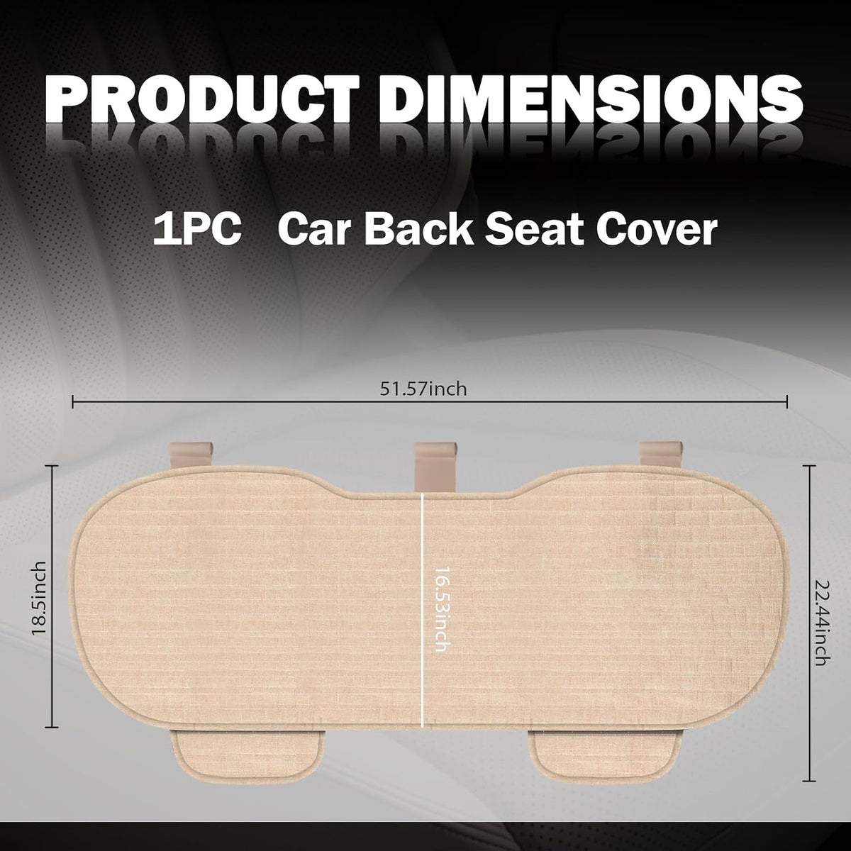 Car Back Seat Cover with Side Pockets,Breathable & All-Season Bench Seat Cover for Back Seats Protection,Anti-Slip Backs Seats Protector Car Interior Accessories for Cars,SUVs (Rear Seat/Beige)